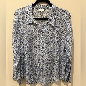 Joie Blue and White Floral Button Down Shirt
